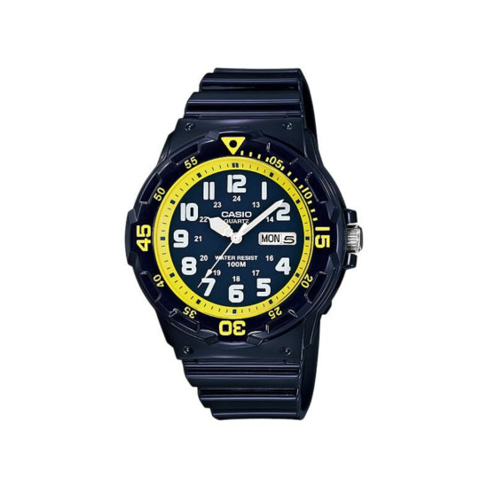 Casio MRW-200HC-2B tamnoplavi sat sa žutim detaljima